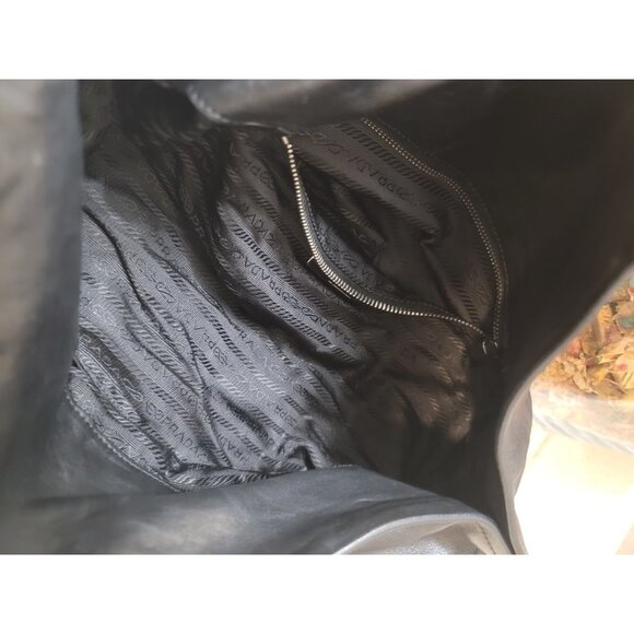 PRADA Milano Italy Black Tessuto-Vitelli Push-lock Easy Shoulder Bag Vintage - Picture 9 of 13